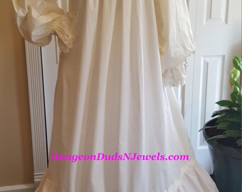 DDNJ Choose Slv Style Embroidered Lace Ruffled Hemline Chemise Renaissance Gypsy Pirate Wench Costume Plus Custom Made Any Size Costume LARP