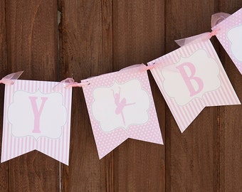 Ballerina Birthday Banner - Ballet Birthday - Girl Birthday Decorations - Personalized with Name & Age