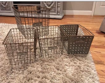 Vintage Locker Baskets LOT of 4