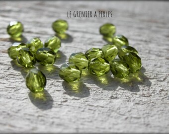 Faceted Bohemian Dark Olivine 4 mm X 50