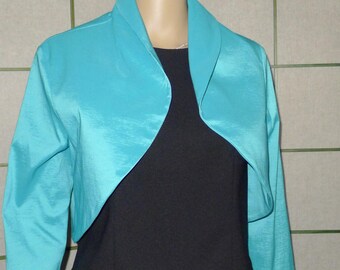 Beautiful vintage Frank Lyman short turquoise bolero shrug - Sz 10 Small