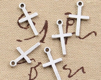 15 CROSS Charms Two Sided Antique Silver Religious Charm Bracelet Bangle Bracelet Pendants #721