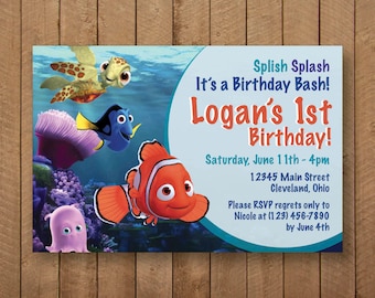 Finding Nemo Birthday Invite - 7x5