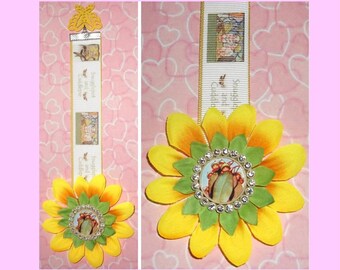 GUMNUT BABIES Ribbon Flower Rhinestone Bookmark Gum Nut Snugglepot and Cuddlepie Baby Leaf May Gibbs Gum Nut Baby