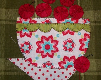 Grandma's Bowl Applique PDF Pattern for Tea Towel