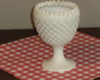 Vintage Hobnail Milk Glass Pedestal Dish