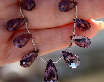 Large 11-18mm AAA Czochralski Color Change Alexandrite Tear Drop cut Briolette Beads Focal Pendant or Matching Pair