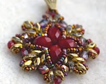 Aina - DIY tutorial for a pendant with Super Duo and Firepolished beads