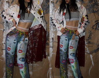 paint splatter jeans graffiti jeans boho jeans hand painted jeans painted denim art jeans levis501 vintage jeans levi Levis levi’s w29 l32