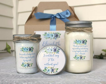 Bridesmaid Gift Set / Spa Gift Set / Candle Gift Set / Personalized Bridesmaid's Gift / Bath Salt / Sugar Scrub / Navy Wedding