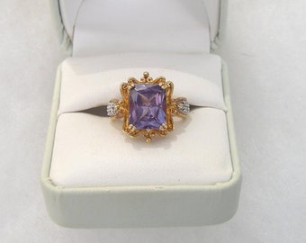 Stunning Gold over Sterling Alexandrite & Diamond Accent Ring Ross Simons Size 6