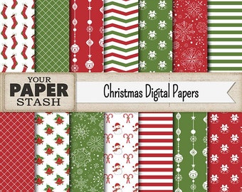 SALE christmas digital paper red and green christmas digital