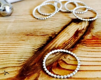 Sterling Silver Stacking Beaded Rings