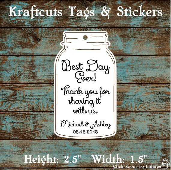 Favor or Gift Tags - Mason Jar Best Day Ever #692 - Quantity: 30 Tags