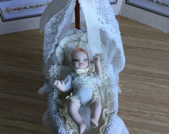 1:12 scale miniature porcelain doll, children 1/12 scale dollhouse porcelain doll dolls for dollhouses