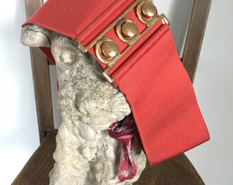 1950s elasticted cinch belt, red elastic belt