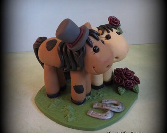 Wedding Cake Topper, Horse, Animal, Pony - Custom Polymer Clay Personalized Wedding/Anniversary Keepsake