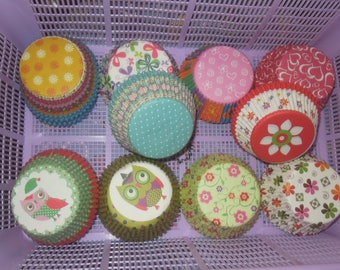 Owl Flower Red Green Dot Pattern Baking Cups Muffin Cases Paper Cupcake