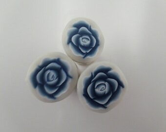 Blue Rose Polymer Clay Cane, Raw polymer Clay Cane, Millefiori