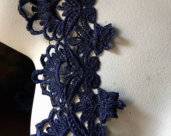 2 YDS Navy Blue Venice Lace for Garments, Costumes CL