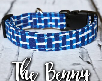 Dog Collar- Boy Dog Collar, Dog Collar For Boys, Buckle Dog Collar, Modern Dog Collar, Blue Dog Collar, Hipster Dog Collar, "The Benny"