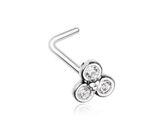 Sparkle Trinity L-Shaped Nose Ring