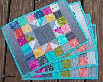 Gray Ombre Placemats - Fabric Placemats - Summer Placemats - Quilted Placemats - Modern Table Decor - Modern Placemats - Table Mats