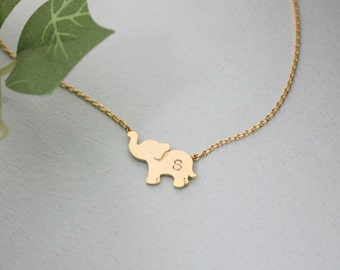 ELEPHANT NECKLACE, Personalized initial elephant necklace, initial jewelry, Elephant Jewelry,sterling silver necklace, silver elephant