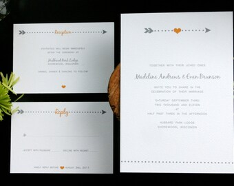 Heart and Arrow Wedding Invitation Set