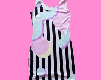memphis stripe dress XS - 3XL | kawaii pastel harajuku grunge 90s 80s plus size aesthetic tumblr bodycon