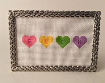 Hearts of F*ck 4x6 Framed Cross Stitch