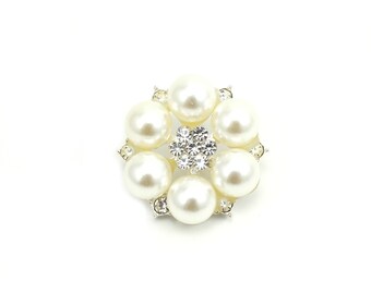 Pearl Rhinestone Buttons 25 mm "Florentine" - Pearl Buttons, Pearl Buttons for Sewing, Pearl Buttons Bulk, Pearl Buttons Sewing, Button Lot