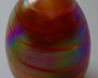 Vintage Iridescent Glass Egg Paperweight Ornament