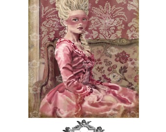 Let me tell you a secret, a WickedlyLovely, Marie Antoinette inspired, blank original art greeting card