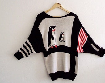 Unisex Art to Wear Penguin Sweater