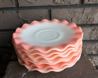 SEVEN Hazel Atlas Pink Crinoline Saucers
