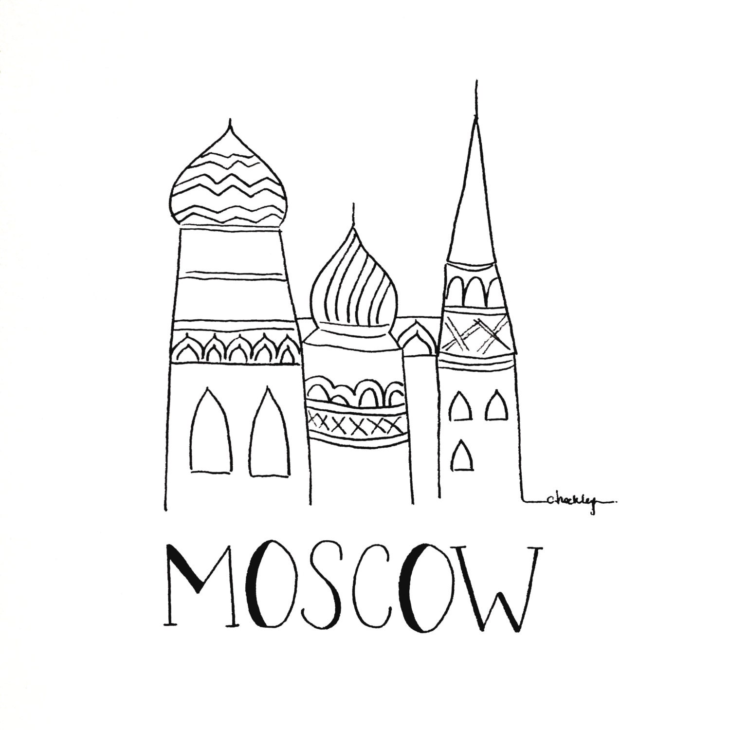 москва нарисованная карандашом