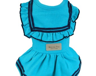 School Look One-Piece Skirt Dress - Blue