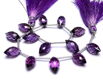8 Inches - AAA Amethyst Faceted Rice Briolette ( Dew Drops) Size 14x7mm approx