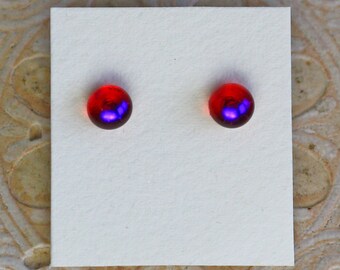 Dichroic Glass Earrings, Petite, Red Violet DGE-1293