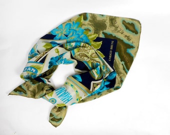 vintage silk scarf, Enrico Bruni scarf, printed silk scarf, pure silk scarf, square silk scarf