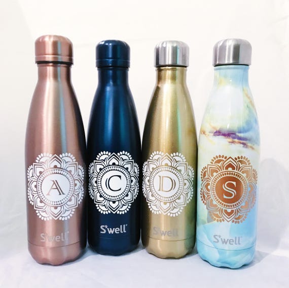 Mandala Initial Swell Bottle - Bridesmaids, Groomsmen, Teacher, Sorority, Wedding, Swell Bottle