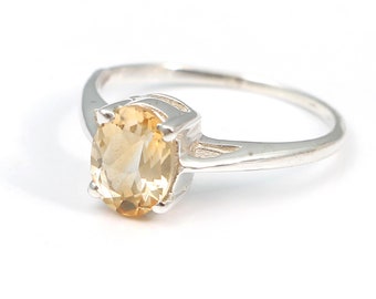 Citrine 92.5 sterling silver ring size 7 us