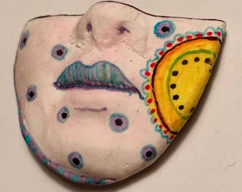 Handmade clay face partial mask Buddha spirit dolls doll head jewelry craft supplies handmade clown cabochon face polymer
