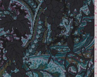 Turquoise Paisley Vineyard Chenille Jacquard, Fabric By The Yard