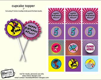 Female Superhero Cupcake Toppers