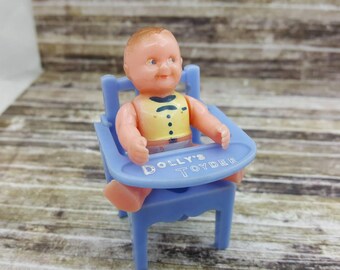 Renwal Dollys Toydee Blue Baby and Potty Chair Nursery Doll House Toy Plastic Pee Potty Training Chair