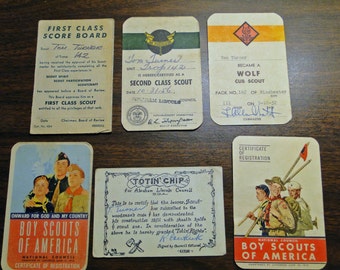 Boy Scout Memorabilia - 6 Registration Cards Etc. From 1950's - Neat Find!