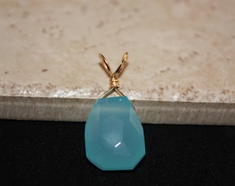 Unique Artisan Gold Filled, Aqua Chalcedony Pendant