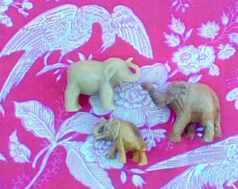 Vintage Stone Elephant Family Trio